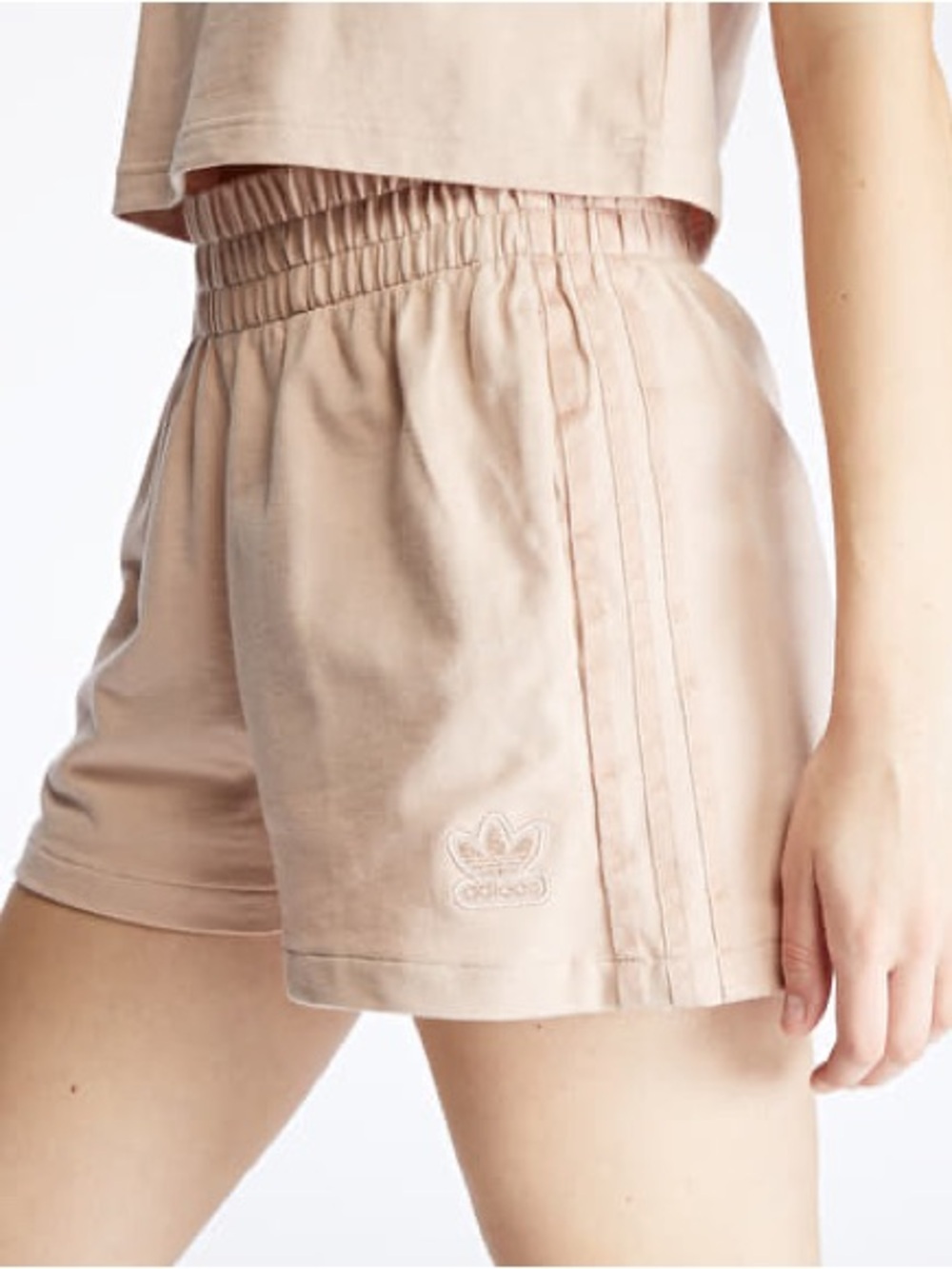 Adidas Women's Beige Trefoil Cotton Lounge Shorts